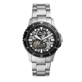 Fossil FB-01 Automatic Skeleton Black Dial Silver Steel Strap Watch for Men - ME3190