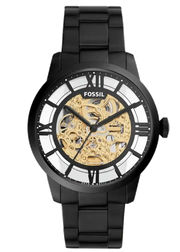 Fossil Townsman Automatic Skeleton Black Dial Black Steel Strap Watch for Men - ME3197
