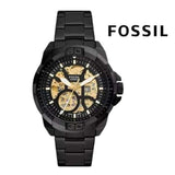 Fossil Bronson Automatic Skeleton Black Dial Black Steel Strap Watch for Men - ME3217