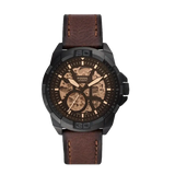 Fossil Bronson Automatic Skeleton Black Dial Brown Leather Strap Watch for Men - ME3219