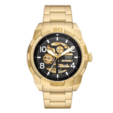 Fossil Bronson Automatic Skeleton Black Dial Gold Steel Strap Watch for Men - ME3257