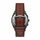 Fossil Everett Chronograph Black Dial Brown Leather Strap Watch for Men - FS5798