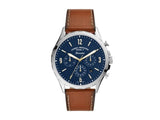 Fossil Forrester Chronograph Blue Dial Brown Leather Strap Watch for Men -  S5607