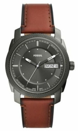 Fossil Machine Chronograph Black Dial Brown Leather Strap Watch for Men - FS5234