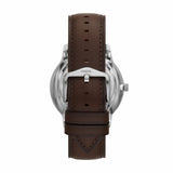 Fossil Neutra Automatic Skeleton White Dial Brown Leather Strap Watch for Men - ME3184