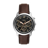 Fossil Neutra Chronograph Black Dial Brown Leather Strap Watch for Men - FS6024