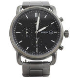 Fossil The Commuter Black Dial Grey Steel Strap Watch for Men - FS5400