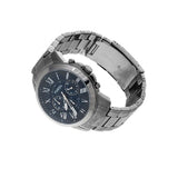 Fossil Grant Chronograph Blue Dial Grey Steel Strap Watch for Men - FS4831