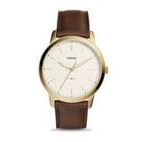 Fossil The Minimalist White Dial Brown Leather Strap Watch for Men - FS5397