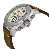 Fossil Modern Machine White Dial Brown Leather Strap Watch for Men - FS4929