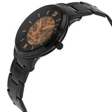 Fossil Neutra Automatic Skeleton Black Dial Black Steel Strap Watch for Men - ME3183