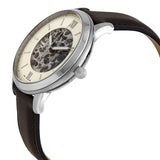 Fossil Neutra Automatic Skeleton White Dial Brown Leather Strap Watch for Men - ME3184