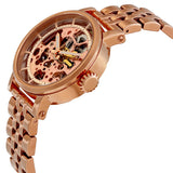 Fossil Boyfriend Automatic Skeleton Rose Gold Dial Rose Gold Steel Strap Watch for Women - ME3065