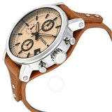 Fossil Original Boyfriend Sport Chronograph Beige Dial Brown Leather Strap Watch for Women - ES4046