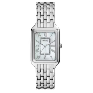 Fossil Raquel Three Hand Date Mother of Pearl Dial Silver Steel Strap Watch for Women - ES5306