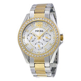 Fossil Riley White Dial Two Tone Steel Strap Watch for Women - ES3204