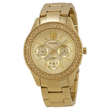 Fossil Stella Multifunction Gold Dial Gold Steel Strap Watch for Women - ES3589