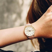 Fossil Tailor Quartz White Dial Pink Leather Strap Watch for Women - ES4393
