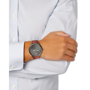 Fossil The Minimalist 3H Grey Dial Brown Leather Strap Watch for Men - FS5479