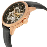 Fossil Townsman Automatic Skeleton Black Dial Black Leather Strap Watch for Men - ME3084