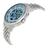 Fossil Townsman Automatic Skeleton Blue Dial Silver Steel Strap Watch for Men - ME3073