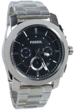 Fossil Machine Chronograph Black Dial Silver Steel Strap Watch for Men - FS4776