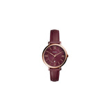 Fossil Jacqueline Burgundy Dial Burgundy Leather Strap Watch for Women  - ES4099