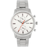 Fossil Townsman White Dial Silver Steel Strap Watch for Men - FS5346