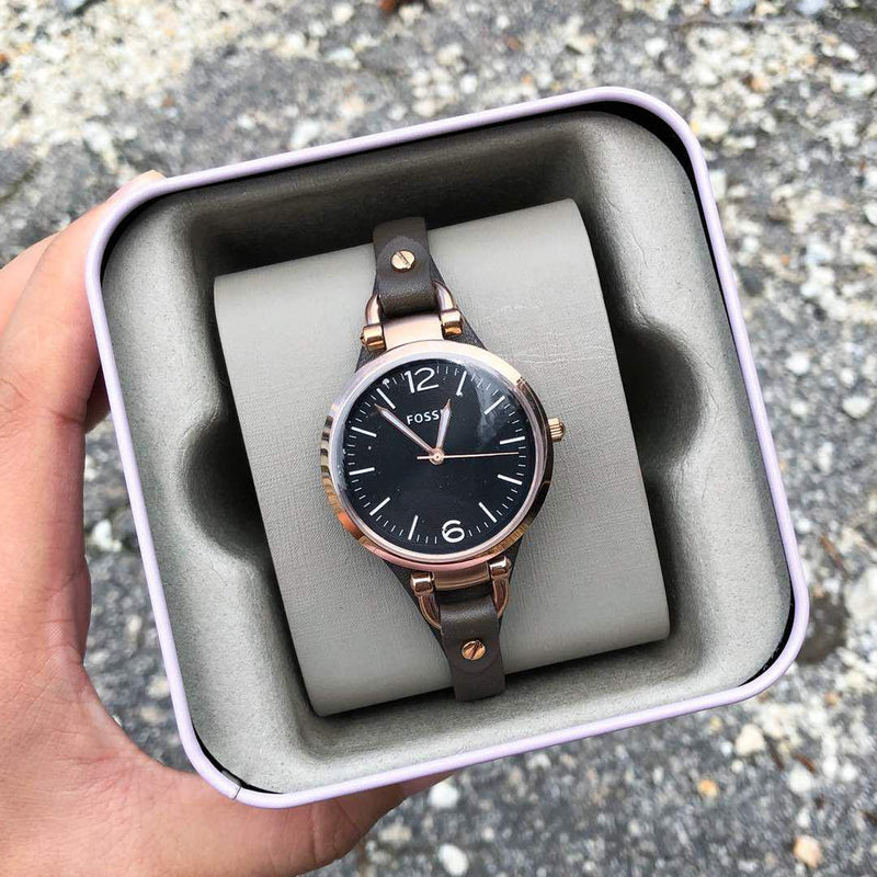 Georgia smoke top leather watch