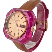 Fossil Candy White Dial Brown Leather Strap Watch for Women - ES3539