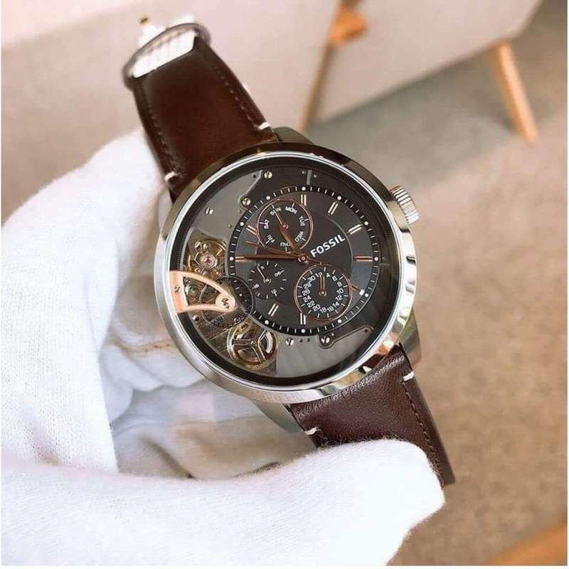 Fossil Townsman Orologio Uomo – Cassa 44mm, Cinturino In Pelle Marrone, Vetro Zaffiro, Movimento Automatico