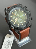 Fossil Bronson Chronograph Black Dial Brown Leather Strap Watch for Men - FS5856