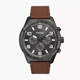 Fossil Brox Multifunction Grey Dial Brown Leather Strap Watch for Men - BQ2800