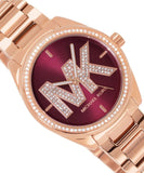 Michael Kors Janelle Quartz Maroon Dial Rose Gold Steel Strap Watch For Women - MK7382