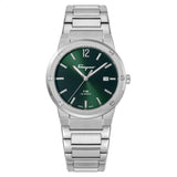 Salvatore Ferragamo F-80 Classic Green Dial Silver Steel Strap Watch for Men - SFDT02123