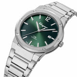 Salvatore Ferragamo F-80 Classic Green Dial Silver Steel Strap Watch for Men - SFDT02123