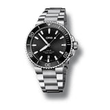 Oris Aquis Date Black Dial Silver Steel Strap Watch for Men - 0173377304134-0782405PEB