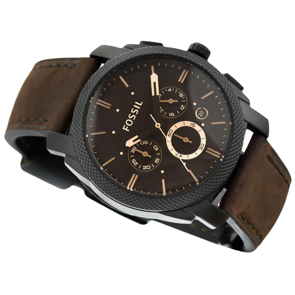 Fossil Machine Flight Chronograph Brown Dial Brown Leather Strap Watch ...
