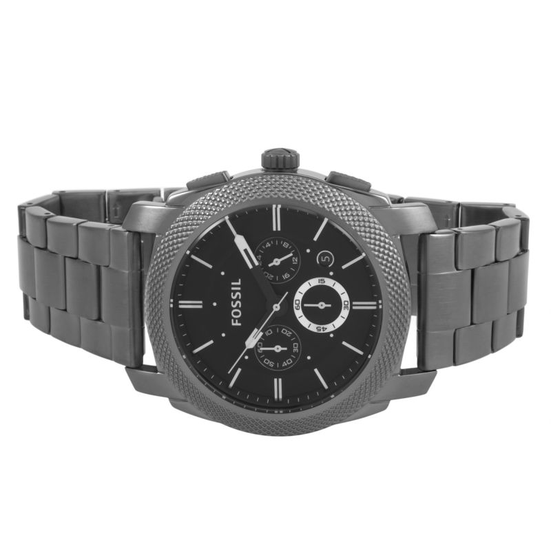 Machine Steel Dial Black Strap Watch Chronograph Fossil Men Black for