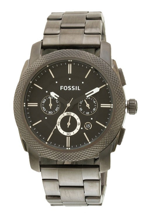 Fossil Machine Chronograph Dial Black for Men Strap Watch Steel Black