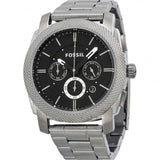 Fossil Machine Chronograph Black Dial Silver Steel Strap Watch for Men - FS4776