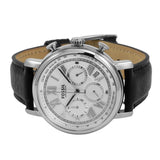 Fossil Buchanan Chronograph Silver Dial Black Leather Strap Watch for Men - FS5102