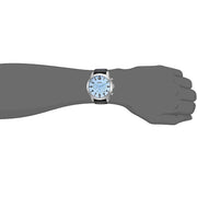 Fossil Pilot Chronograph Sky Blue Dial Black Leather Strap Watch for Men - FS5162