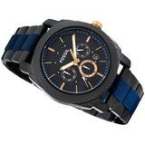 Fossil Machine Chronograph Black Dial Two Tone Steel Strap Watch for Men - FS5164