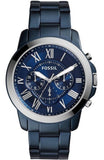 Fossil Grant Chronograph Blue Dial Blue Steel Strap Watch for Men - FS5230