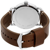 Fossil The Commuter White Dial Brown Leather Strap Watch for Men - FS5275