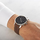 Fossil Townsman Chronograph Black Dial Brown Leather Strap Watch for Men  - FS5280