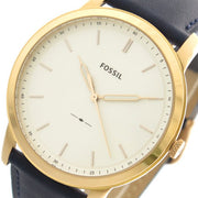 Fossil The Minimalist Slim White Dial Blue Leather Strap Watch for Men - FS5371