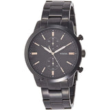 Fossil Townsman Chronograph Black Dial Black Steel Strap Watch for Men - FS5379