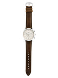 Fossil Neutra Chronograph White Dial Brown Leather Strap Watch for Men - FS5380